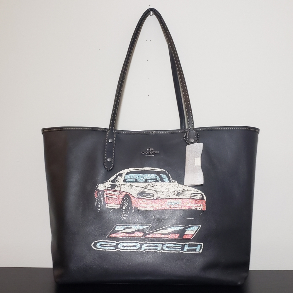 *LIMITED EDITION* *SOLD OUT* NWT! COACH LEATHER CITY TOTE WITH CAR MOTIF